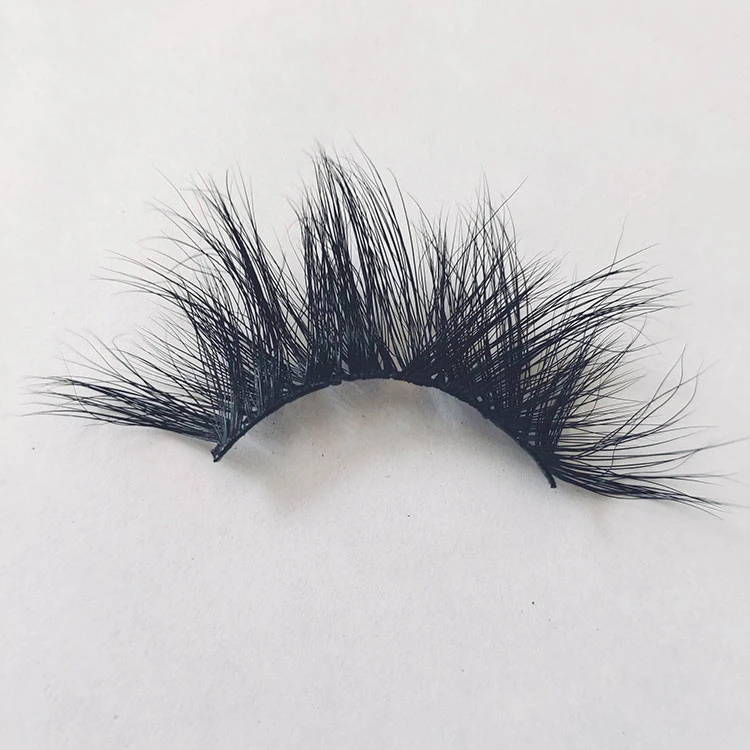 25mm Lashes 3D Mink Eyelashes Private Label Black Fur