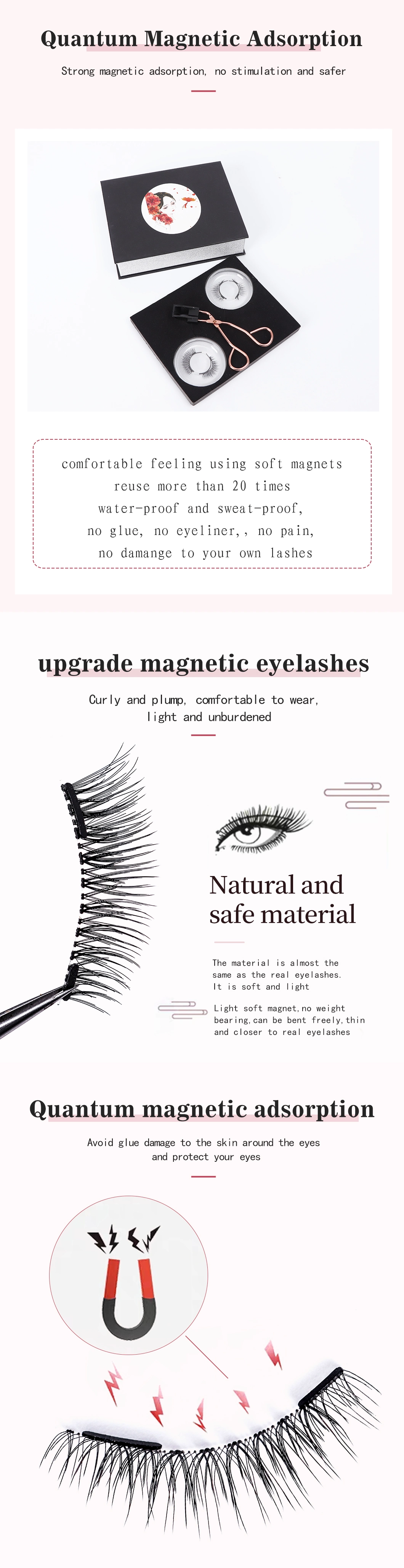 Magic Lashes Tweezers Free Sample Quantum Eyelash Magnet False Magnetic Eyelashes Kit with Magnetic Lashes Applicator