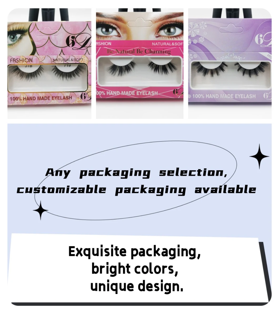 Faux Mink Eyelash Extensions China Short False Eyelash Supplier ODM 6D Mink Lash Customized Clear Band Eyelash