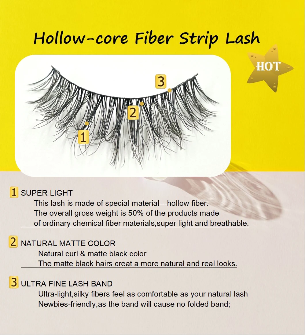 Cruelty Free Mink Synthetic Hollow Hair Degradable Custom Box Ecological Eyelashes