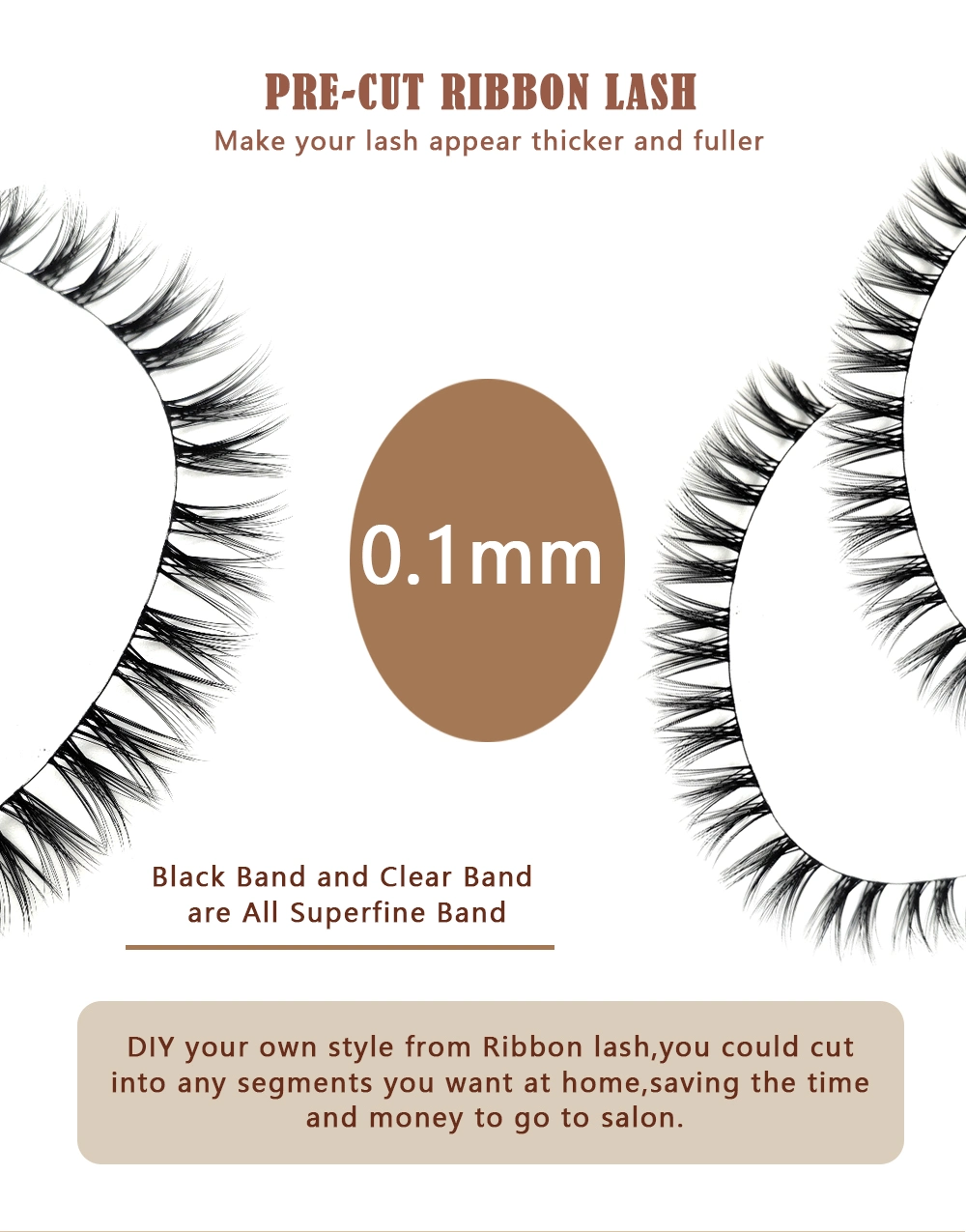 Wholesale Private label Vegan DIY Cut Cluster Lashes Black Band Faux Mink Segment Eyelashes