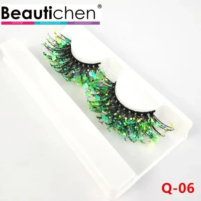 Beautichen Eyelashes Wholsale Hot Selling Colorful Mink Lashes High Quality Private Label 3D Mink Fur Colored Eyelashes Diamond Color Sequins Eyelash