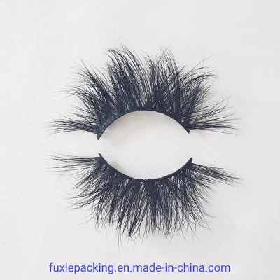 25mm Lashes 3D Mink Eyelashes Private Label Black Fur