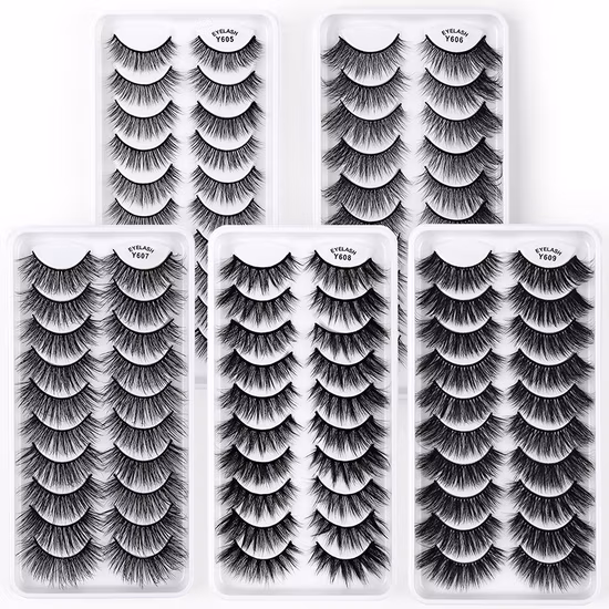 Wholesale 10 Pairs Set Bushy Mink Lashes False Strip Eyelashes